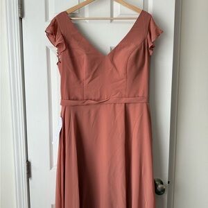 Azazie Claudine in Cedar Rose